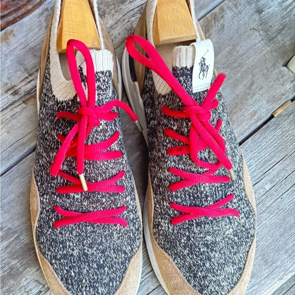 Polo Ralph Lauren Trackster 200II Suede-Trim Sock Sneakers